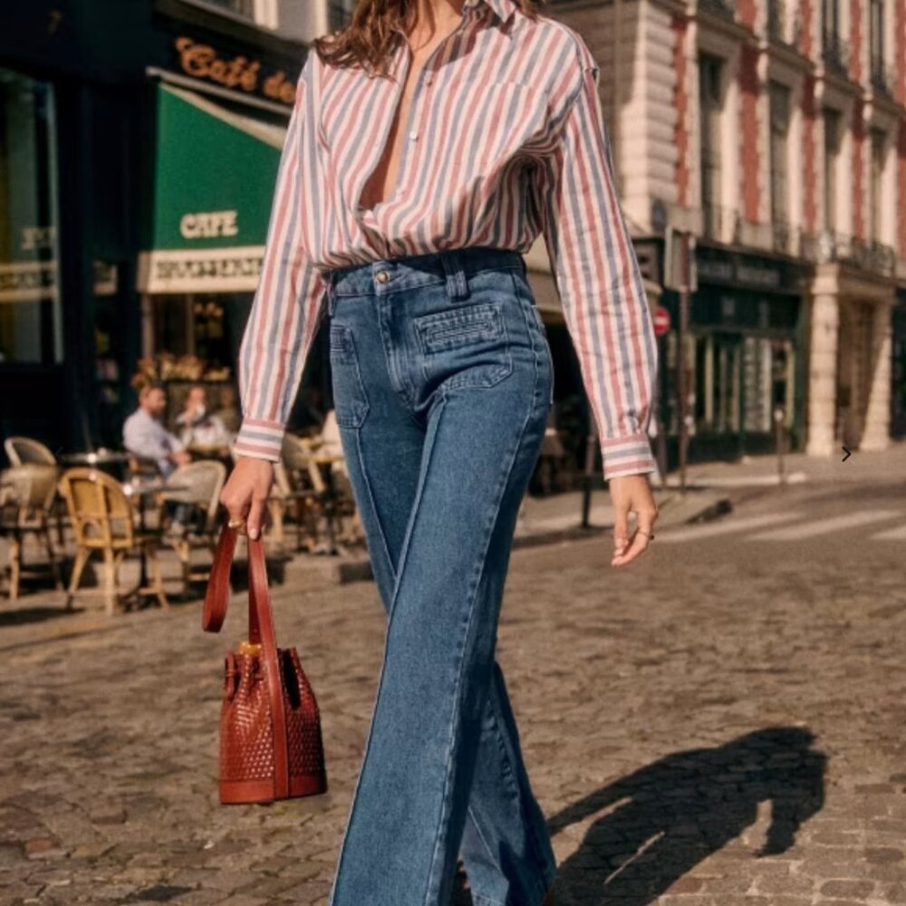 Sézane Augusta Wide-Leg Sailor Jeans